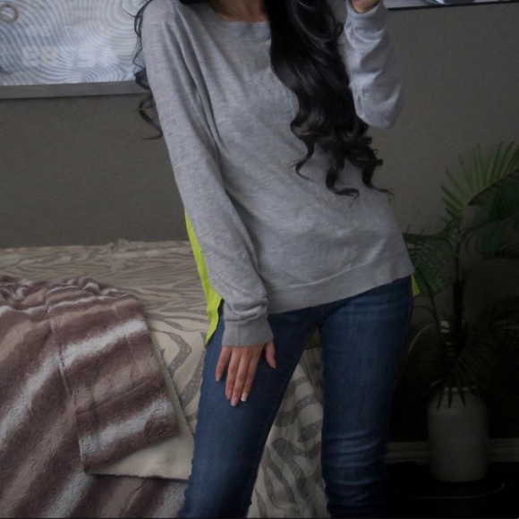 MASON Silk & Cashmere Gray / Neon Yellow Shirt Ashley Mason Medium see last pic - Picture 3 of 10